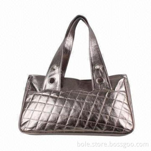 Hot selling handbag made of PU, in bronze color and with two long handles for carrying